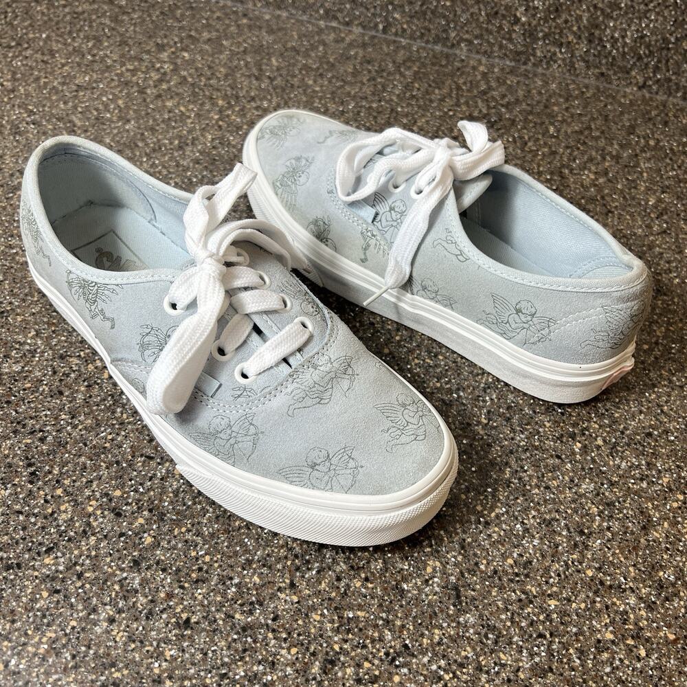 Vans Authentic Love You To Death Sky Blue Suede Womens 7 Lace Up Men 5.5 Sneaker